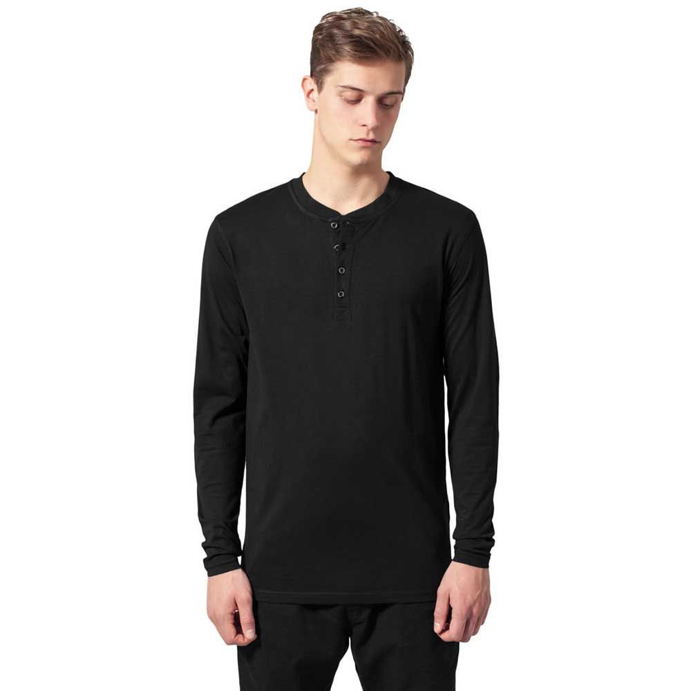 Urban Classics - Basic Henley Longsleeve shirt - Zwart